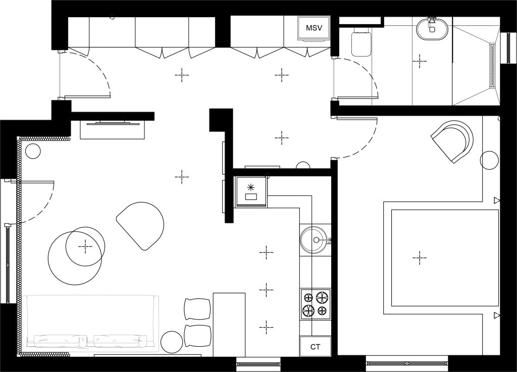 plan de apartament cu 2 camere
